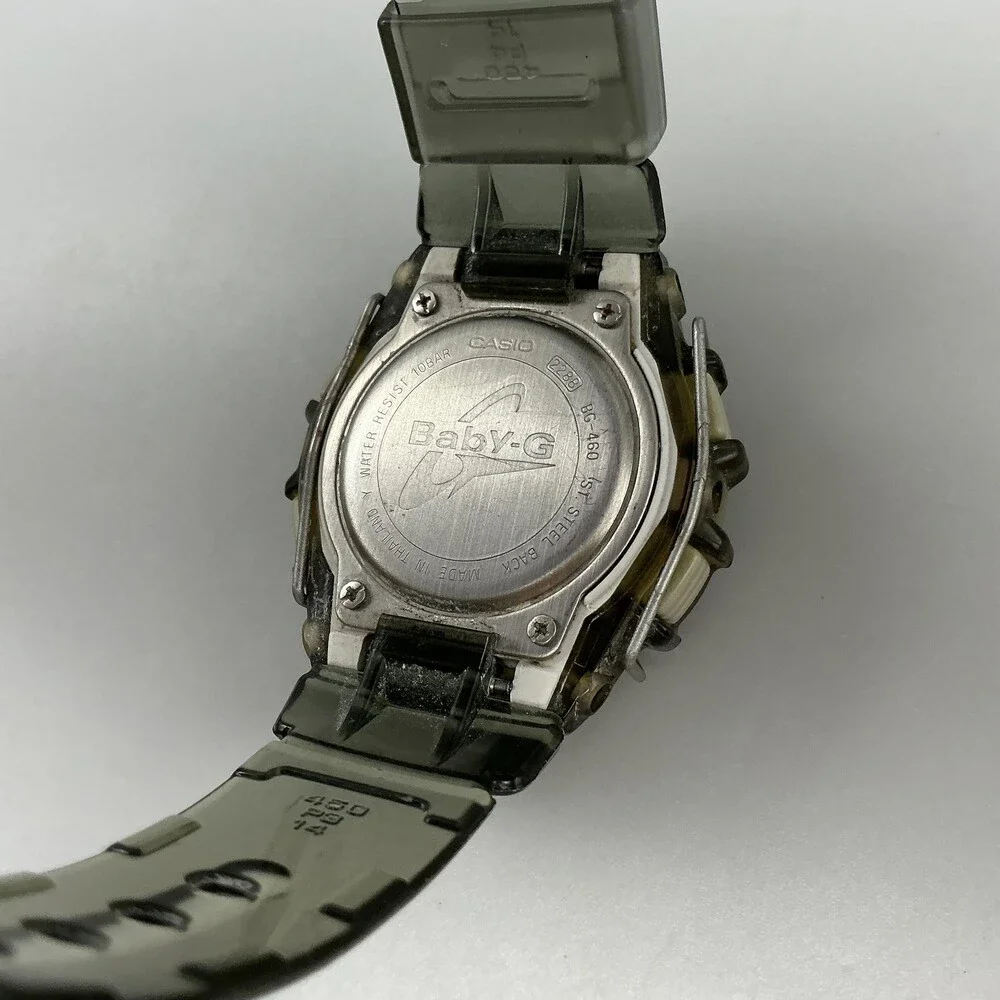 Vtg Casio Baby-G BG-460 Womens Watch 43mm Gray Green Digital New Battery